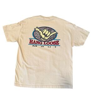 CLEARANCE Vintage Y2K Beige Hang Loose Maui Shaka Tshirt - Size XL (23x30)